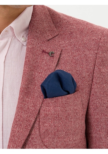 Cacharel Bordo Slim Fit Yün Keten Karışımlı Ceket Kırmızı