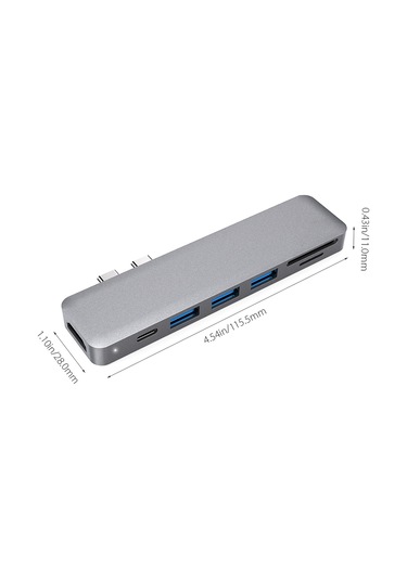 Springsun Alüminyum Alaşımlı 7'si 1 Arada Çoklu Bağlantı Noktalı Hub, Çift Usb-c Bağlantı Noktası, 4k Video Hd Çıkış Bağlantı