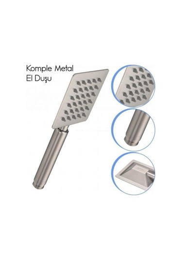 Kireç Kırıcılı Kare 304 Kalite Paslanmaz Krom Düz Duş Başlığı Tepe Duş Başlığı El Duşu