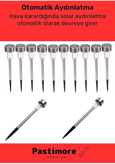 Kablosuz Su Geçirmez Dayanıklı Solar Güneş Enerjili Bahçe Lambası Plastik Saplama 30cm 10 Adet Set