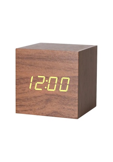 Vıdges Elektronik Küp Masa Saati 168712433 Koyu Kahverengi