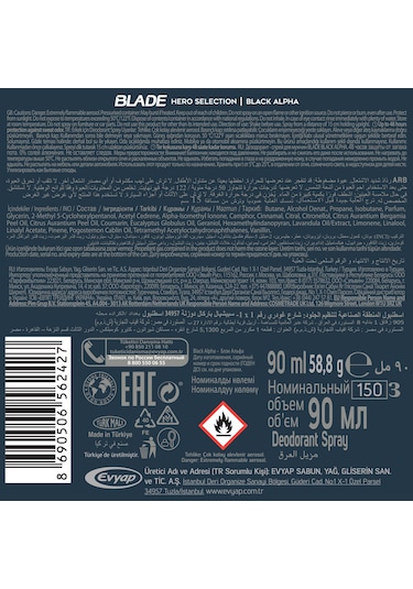 Blade Black Alpha & Night Fire Erkek Deodorant Seyahat Boy 4x90 Ml Tanışma Seti