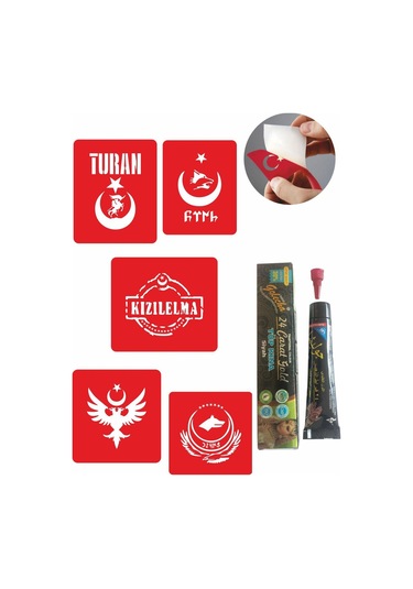 Enhavalı Türkçülük Sembolleri Hint Kınası ile Geçici Dövme Yapma Seti