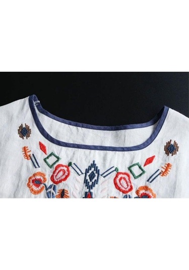 Kırmızı Nakış Pamuk Kadın Gömlek Yaz Ve Bahar Bluz Kadın Giyim İçin Giysi Tops