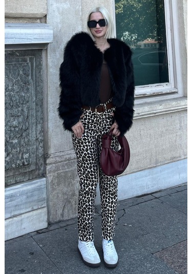 Madmext Siyah Bisiklet Yaka Kadın Suni Kürk Mont Mg2176 Siyah