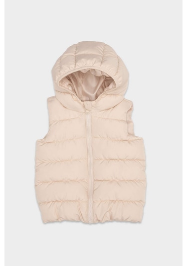 DeFacto Kız Bebek Su İtici Kapüşonlu Fermuarlı Şişme Yelek A2475A525SPER37 Ekru