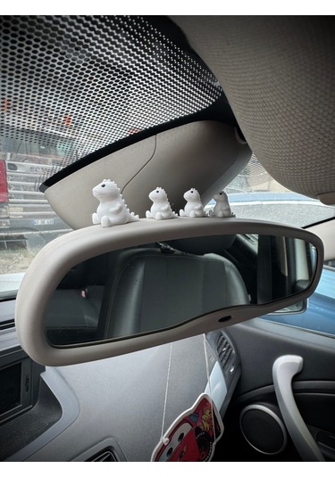 4 Parça Sevimli Dinozor Ailesi Dikiz Aynası Süsü - Ayna Süsü Araba Süsü Torpido Süsü Oto Aksesuar