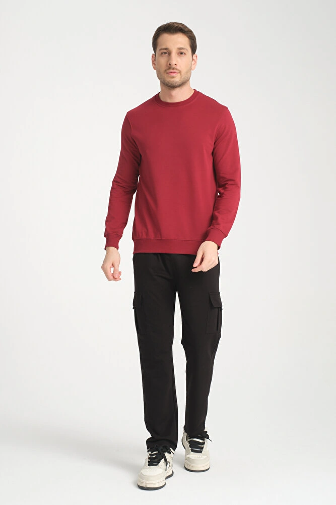 Bisiklet Yaka Basic İnce Mevsimlik Sweatshirt Rd23ye581001 Bordo
