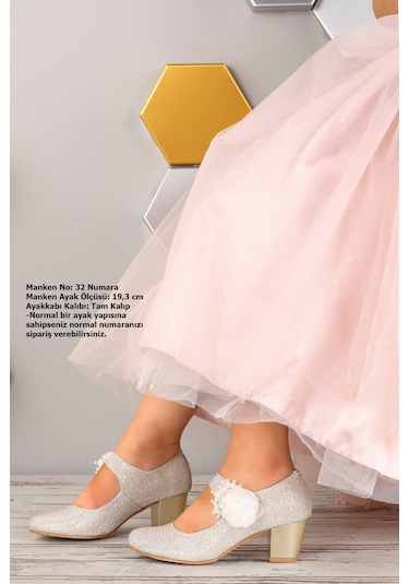 Kiko 751 Çupra Günlük Kız Çocuk 4 Cm Topuk Babet Ayakkabı Altın