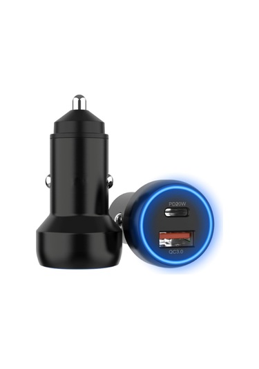 Ibd352 Alüminyum Alaşımlı Çift Arayüzlü Araç Şarj Cihazı, Özellik: Qc3.0 18w + Pd 3.0 20w