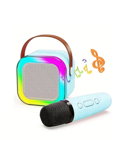 Mini Kablosuz Bluetooth Karaoke Hoparlör Kareoke Makinesi Mavi