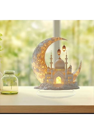 Yifomall "beyaz Akrilik İslami Masa Süsü - 21 Cm Modern Dekor"