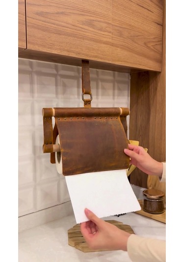 Deri Havlu Peçetelik Koyu Kahverengi