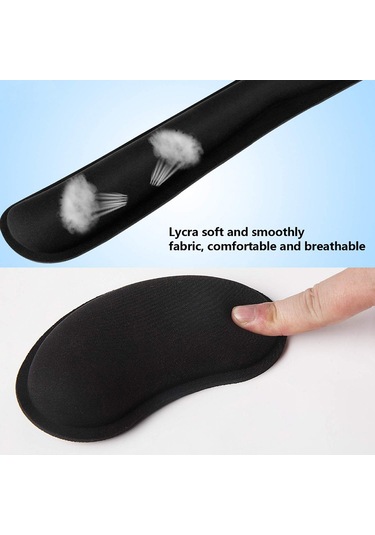 Bilek Desteği Mouse Pad Klavye Bilek Desteği Seti Hafızalı,siyah