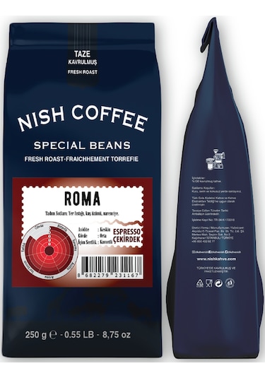 Nish Kahve Espresso Roma Çekirdek Kahve 250 G
