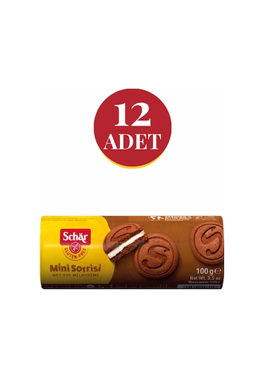 Schar Mini Sorrisi Glutensiz Kaymaklı Çikolatalı Bisküvi 12 x 100 G