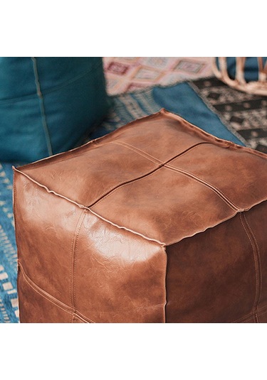 Suntek Magideal Boho Fas Puf Örtüsü Tabure Depolama Kare-kahverengi