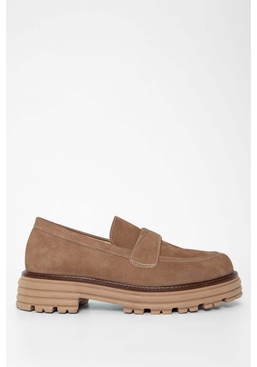 Tamer Tanca Kadın Hakiki Deri Vizon Nubuk Loafer Ayakkabı 33 7501 Bn Ayk Sk23/24 Vızon Nbk Vizon