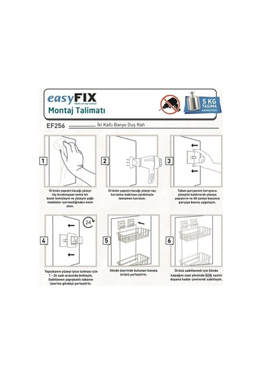Banyo Köşe Rafı Kendinden Yapışkanlı 2 Katlı Easyfix Siyah S256 Siyah
