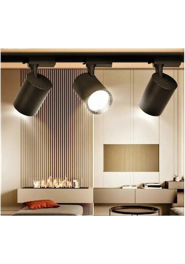 3 Adet Siyah-beyaz 6000-6500k 30w Ray Spot +1m Raylı Mağaza Ve Vitrin Armatürü