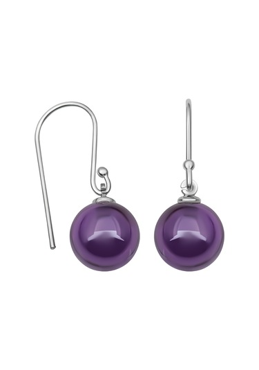 925 Ayar Gümüş Kancalı Ametist Taşlı Küpe 10 Mm Açık Mor Bymi