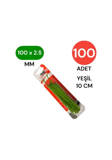 Tek-iş Plastik Kablo Bağı Cırt Kelepçe 100 Mm X 2.5 Mm Yeşil 100 Adet