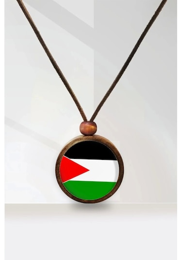 Filistin Bayrağı Ahşap Kolye Çok renkli