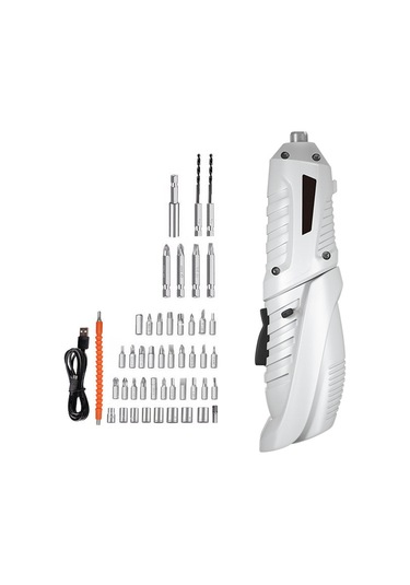 Symbee 3.6v Şarjlı Mini Vidalama Seti - 47 Parça, Led Aydınlatmalı, 250 Rpm, 3.5nm Tork, Usb Şarj Beyaz