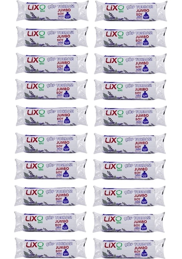 Lixo J-650 Jumbo Boy Çöp Torbası 80 x 110 CM 10'lu Rulo 20 Paket 200 Adet