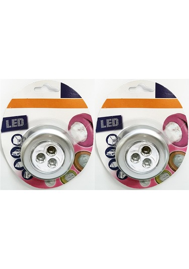 2 Ad. Dokunmatik 3 Led Lamba Yapışkanlı Gümüş