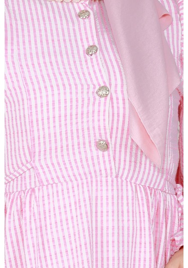 Pötükare Fırfır Detaylı Eda Elbise-pembe-4036-pembe Pembe