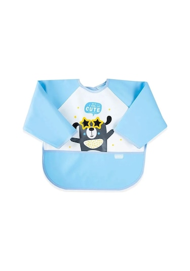 Babyjem Poli Muşamba Kollu Mama Önlüğü Mavi Outlet