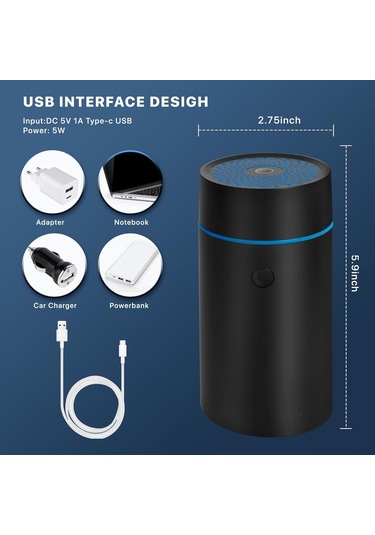 Suofeng Araba İçin Usb Hava Temizleyici Buharlandırabici Siyah 5v Portavasoya Uyumlu