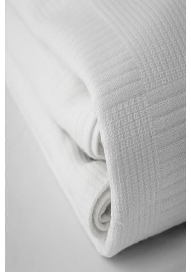 Suvay Dama Desenli Çift Kişilik Pamuklu Pike Beyaz