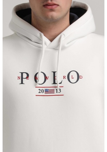 Kapüşonlu Ekru Slim Fit Full-zip Sweatshirt 24fwm64073 Ekru