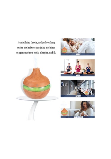 Geeksen Ahşap Desenli Usb Led Gece Lambalı 300ml Ultrasonik Buzul Makinası - Sessiz Havuz Nemlendirici Ve Aromaterapi Cihazı