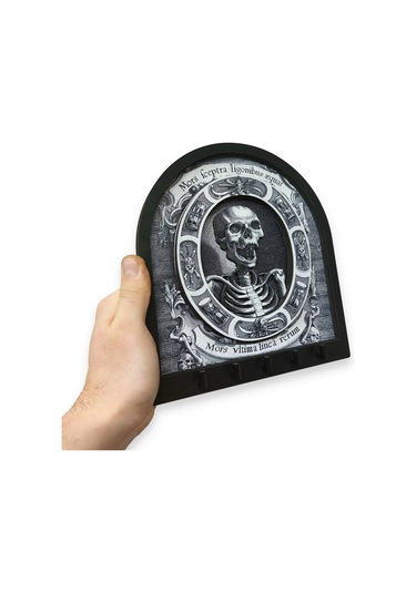 Cajuart Memento Mori Gotik İskelet Temalı Boyutlu Anahtar Askılık Duvar Dekor Gri