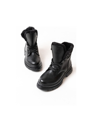 Asm-080 Siyah Bağcıklı Günlük Kadın Bot Acı Kahverengi