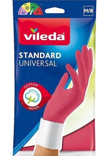 Vileda Standart Universal Doğal Lateks M Beden Kırmızı Eldiven