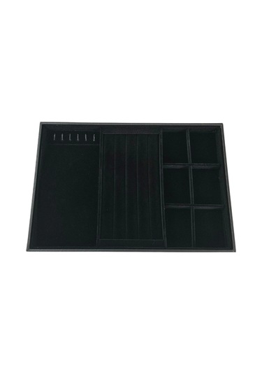 Ithal Organizatör Siyah Süet Tabla Kolye & Zincir & Yüzük Düzenleyici Çok Renkli