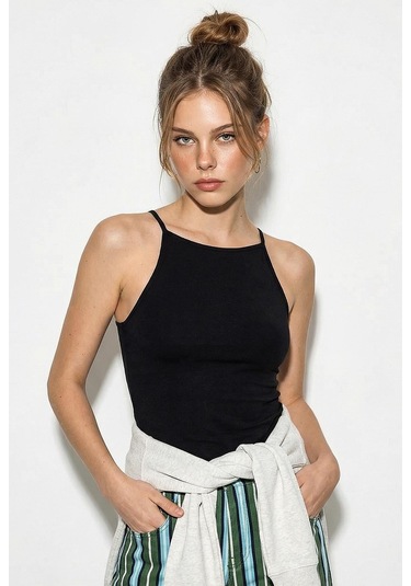 Shade Kadın Halter Yaka Saran Basic Bluz 60251253 - Siyah