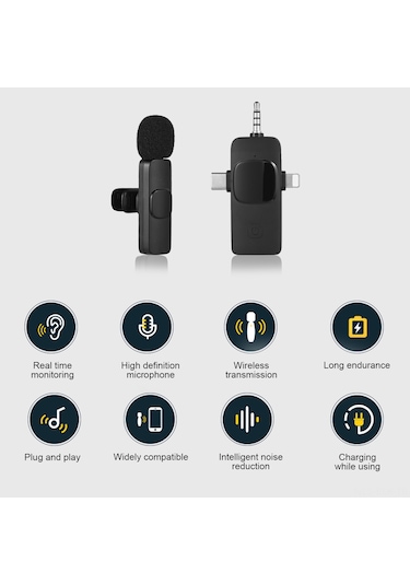 Xindoker Kablosuz Yaka Klips Mikrofonu - Gürültü Engelleme, Düşük Gecikme, Telefon/kamera Uyumlu, 360 Tüm Yönlü Ses Alıcı