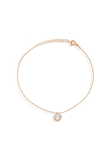 Argentum Concept Zirkon Tek Taşlı 925 Ayar Gümüş Halhal - H001801 Pembe