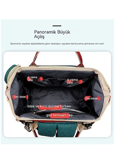 Yy-r Anne Çantası Büyük Kapasiteli Taşınabilir Bebek Çantası Su Geçirmez Emzik Çantası Hafif Omuz Dışarı Çıkma-azur Mavi