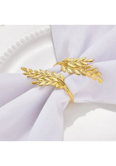 Xindoker "6 Parçalık Lüks Peçete Halkası Seti - Hediye Kutusunda, Yeşil & Altın Renk" Diğer