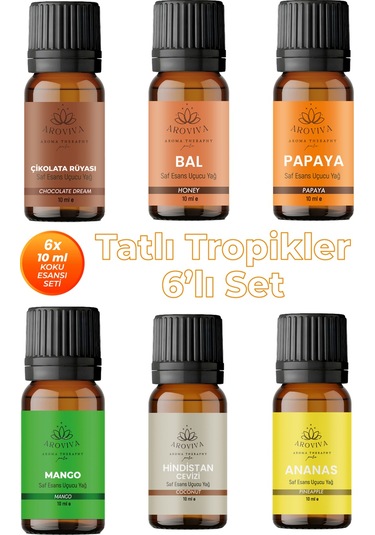 Tatlı Tropikler 6'lı Set Oda Kokusu Esansı - Kremalı & Egzotik 6x10ml Tropik