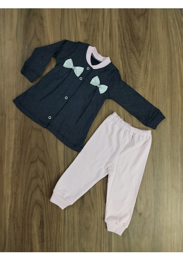 Egişbaby Kız Bebek Puantiyeli İkili Takım Pembe - Siyah