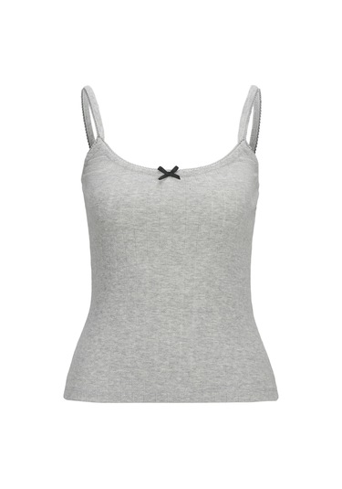 Kadin Streç Kalip Kare Yaka Üst - Lelu - 12272159 Light Grey Melange