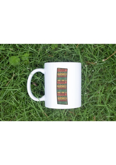 I Harfi Etnik Desenli Kupa - Afrika Tarzı Kahve Çay Kupası - Hediyelik - Black History Beyaz