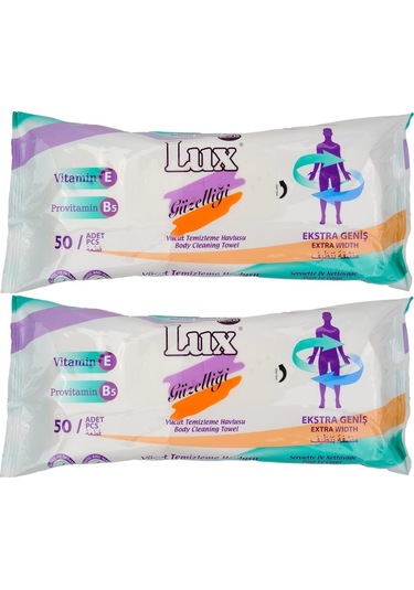 Lüx Hasta Vücut Temizleme Islak Mendil Havlu 50 Yaprak Xl (2 Li S